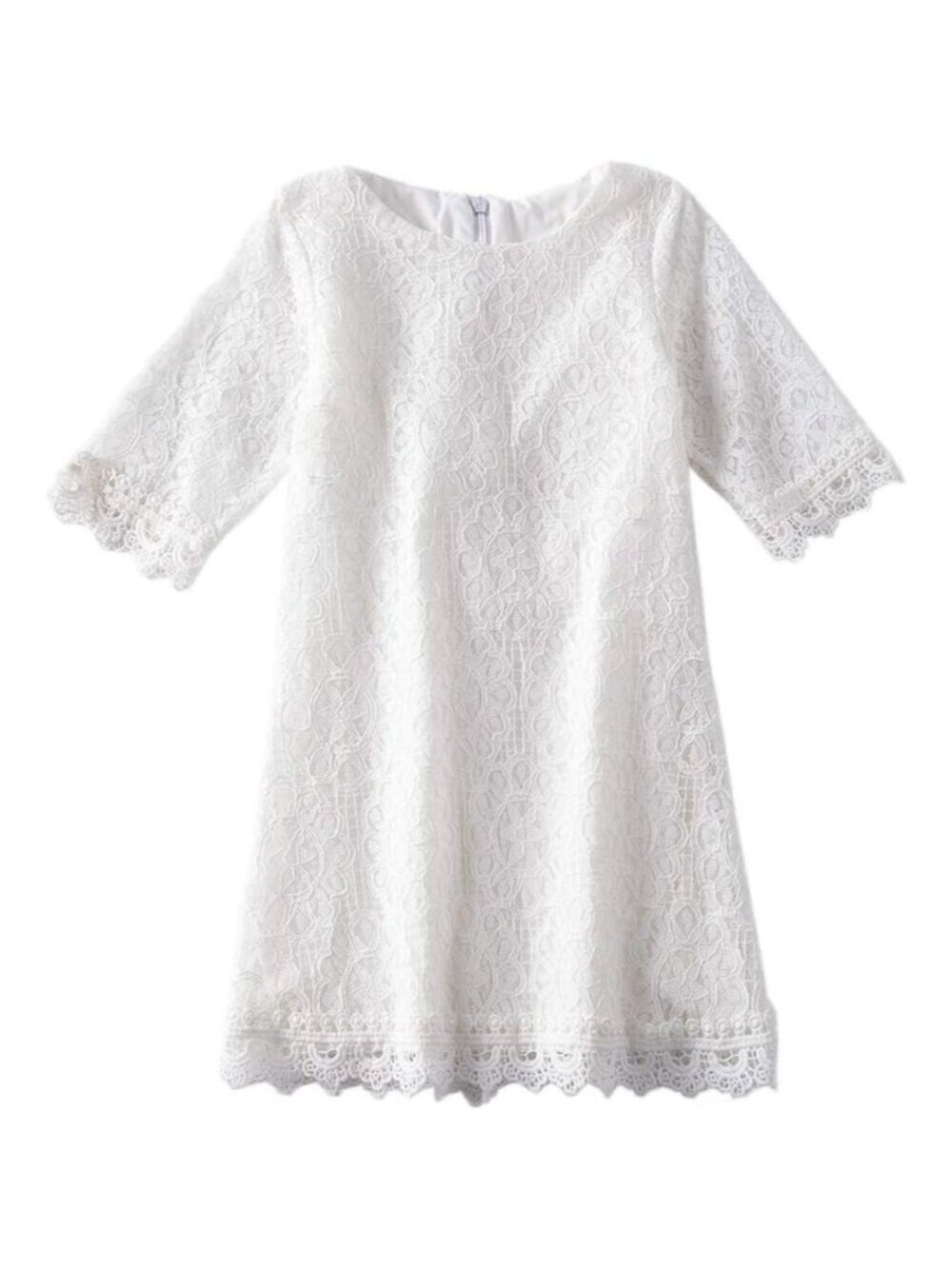 🆕Toddler Girl White Cotton Elegant Flower Lace Half Sleeve A Line PrincessDress